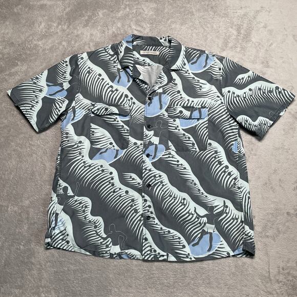 Outerknown Shirt Mens Large Hawaiian Backyard Surf Loop Collar Beach Casual - Picture 1 of 7